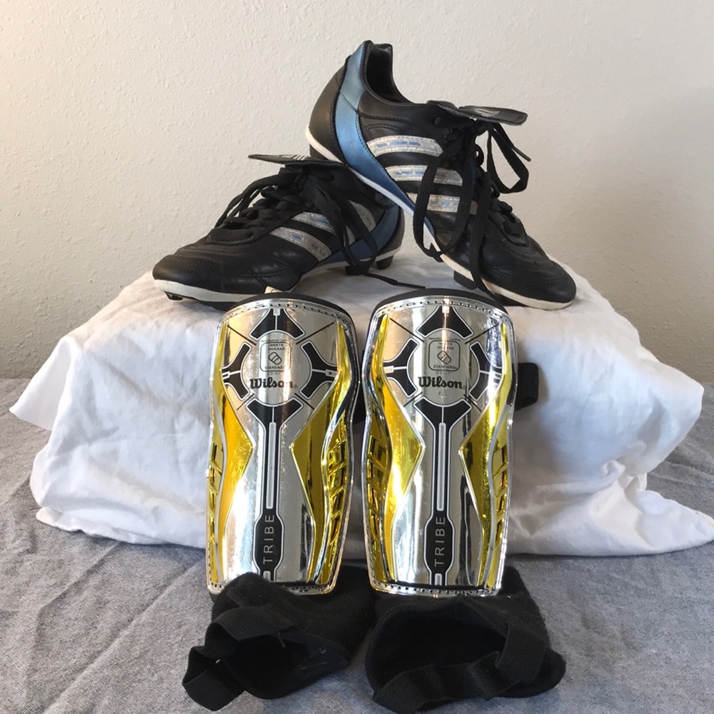 Boys Adidas Soccer ⚽️ cleats &  Wilson shinguards